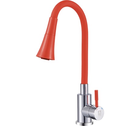 Смеситель для кухни ARGO SOLID двухпозиционный, хром/красный, пластичный излив, d-35, нерж. сталь 43346