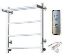 Электрический полотенцесушитель ZOX ЛЦ 60x50 с полкой, 4 перекладины, прямой белый, универсальное подключение 350 Вт 549206