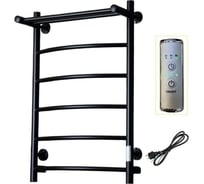 Электрический полотенцесушитель ZOX ЛЦ 80x50 с полкой, 6 перекладин, дуга, черный, универсальное подключение 450 Вт 549218