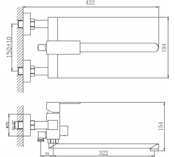Смеситель для ванной TROYA GOF7-A095