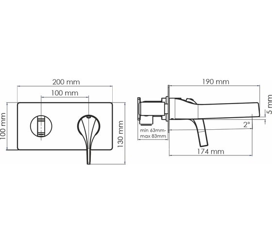 Встраиваемый смеситель для раковины WasserKRAFT Sauer 7130