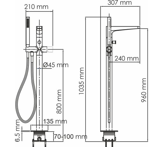 Напольный смеситель для ванны WasserKRAFT Sauer 7121