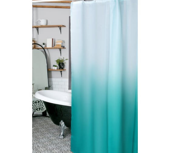 Штора для ванной PRIMANOVA DIAMOND 180x200 PLE, мятный DR-70001