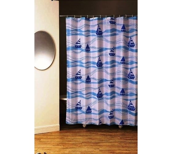 Штора для ванной PRIMANOVA Sailing Boat 180x200 PLE, голубой DR-60009