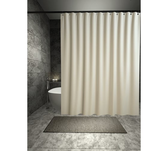 Штора для ванной с утяжелителем PRIMANOVA PREMIUM 180x200, PLE, бежевый DR-60055