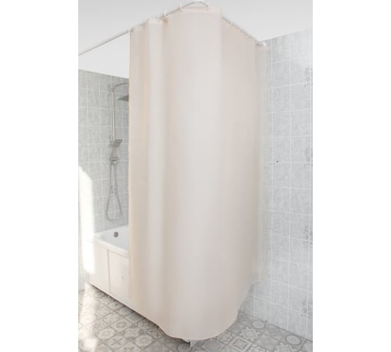 Штора для ванной с утяжелителем PRIMANOVA PREMIUM 180x200, PLE, бежевый DR-60055