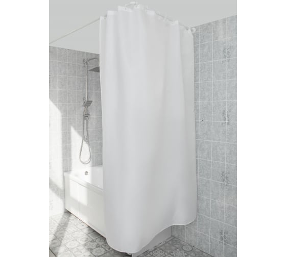 Штора для ванной с утяжелителем PRIMANOVA PREMIUM 180x200, PLE, белый DR-60056