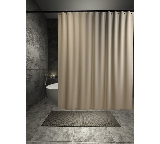 Штора для ванной с утяжелителем PRIMANOVA PREMIUM 180x200, PLE, капучино DR-60057