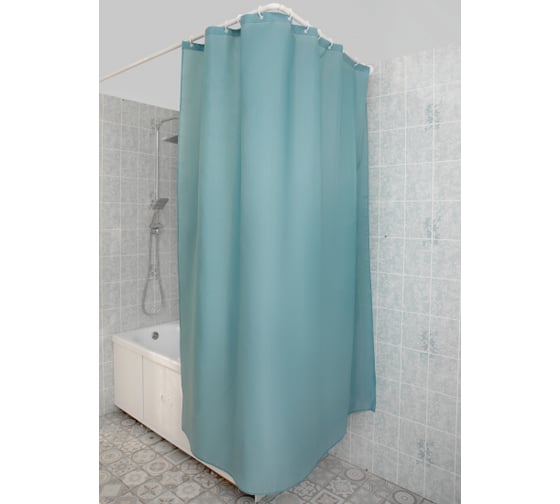 Штора для ванной с утяжелителем PRIMANOVA PREMIUM 180x200, PLE, лазурный DR-60058