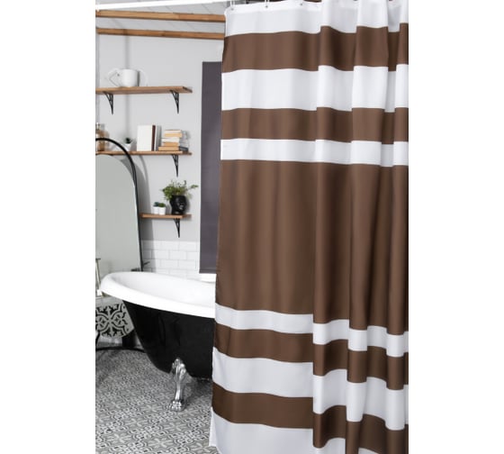 Штора для ванной PRIMANOVA Velvet 180x200 PLE, шоколад DR-80002