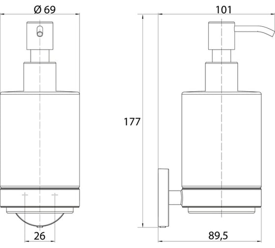 Дозатор для жидкого мыла EMCO Round 69x101 прозрачный, глянцевый Black 4321 133 00