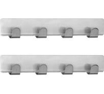 Самоклеющиеся планки с четырьмя крючками Tatkraft Fyra набор 2 шт., из нержавеющей стали L16xH2 10789