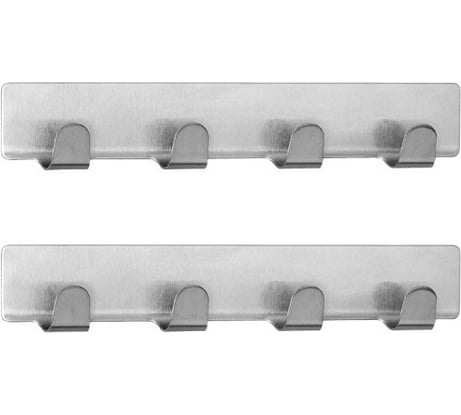 Самоклеющиеся планки с четырьмя крючками Tatkraft Fyra набор 2 шт., из нержавеющей стали L16xH2 10789