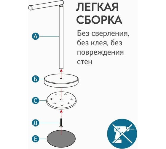 Напольный держатель рулонов туалетной бумаги Tatkraft Nora черный L15xH42xW15 cм 12790