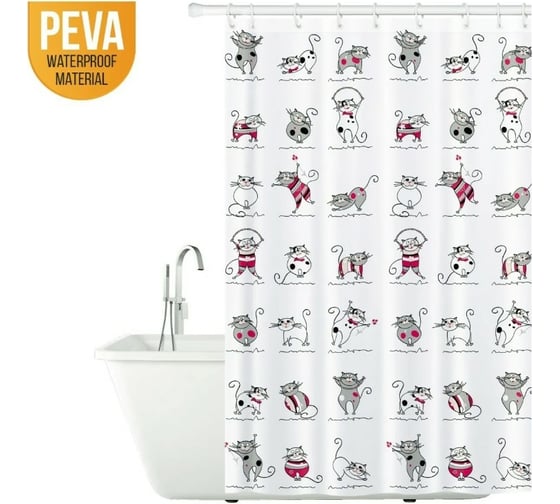 Штора для ванной Tatkraft FUNNY PEVA CATS 14022