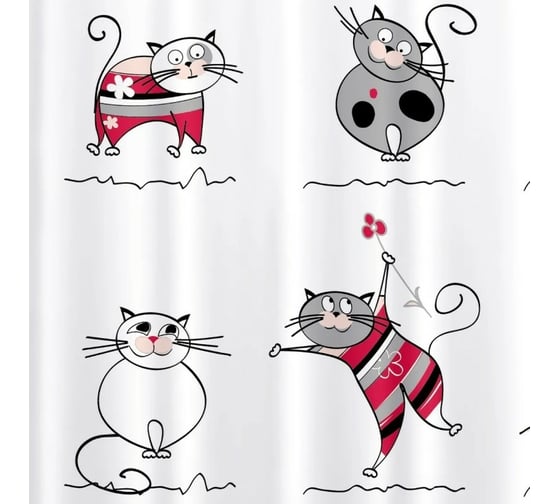 Штора для ванной Tatkraft FUNNY PEVA CATS 14022