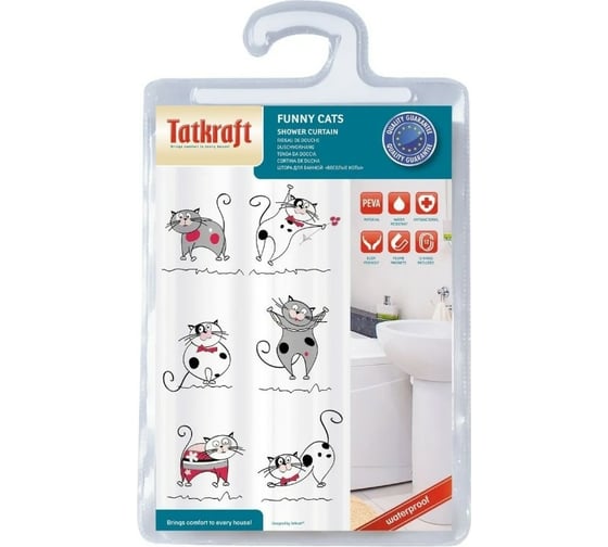 Штора для ванной Tatkraft FUNNY PEVA CATS 14022