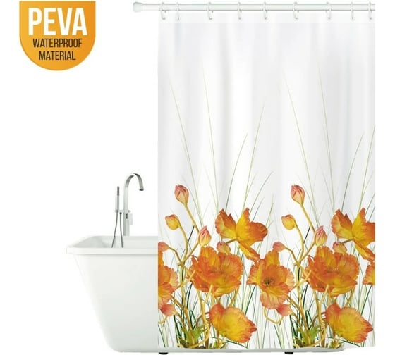 Штора для ванной Tatkraft FRENCH PEVA POPPIES 14046