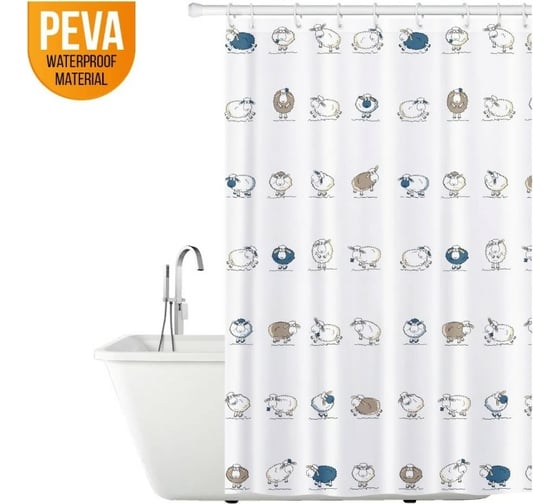 Штора для ванной Tatkraft FUNNY SHEEP PEVA 14855