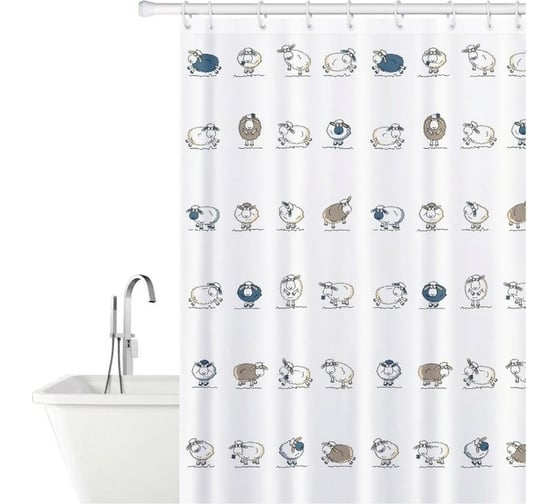 Штора для ванной Tatkraft FUNNY SHEEP TEXTILE 14862