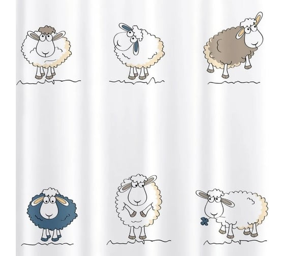 Штора для ванной Tatkraft FUNNY SHEEP TEXTILE 14862