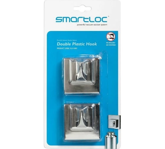 Набор из 2-х крючков Tatkraft SMARTLOC на вакуумной присоске, мини SL-51002