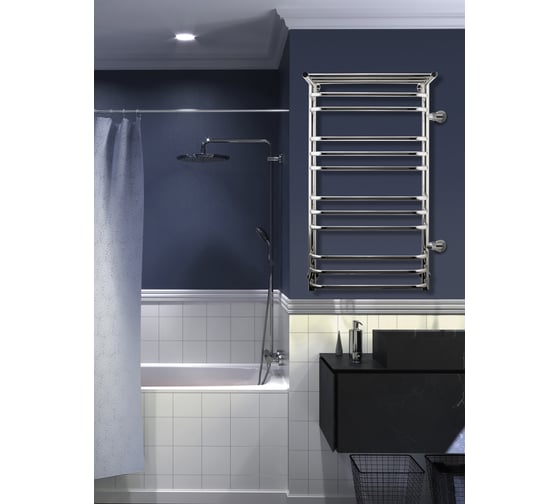 Полотенцесушитель INDIGO Brace c полкой (н.р.1") 100/50 м/о 60 боковое подключение справа LBCW100-50PR-б/п-60