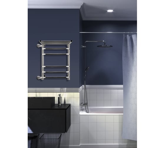 Полотенцесушитель INDIGO Brace c полкой (н.р.1") 60/40 м/о 50 боковое подключение слева LBCW60-40PL-б/п-50