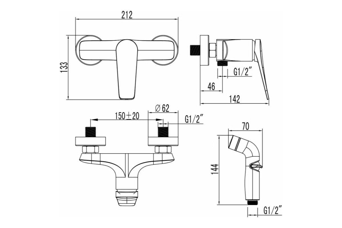 Смеситель с гигиеническим душем Lemark Bronx LM3718GM - выгодная цена ...