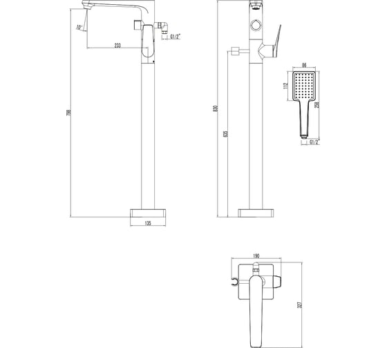 Напольный смеситель для ванны Lemark Bronx LM3744GM