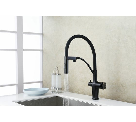 Смеситель для кухни Lemark Bronx с подключением к фильтру с питьевой водой LM3761BL