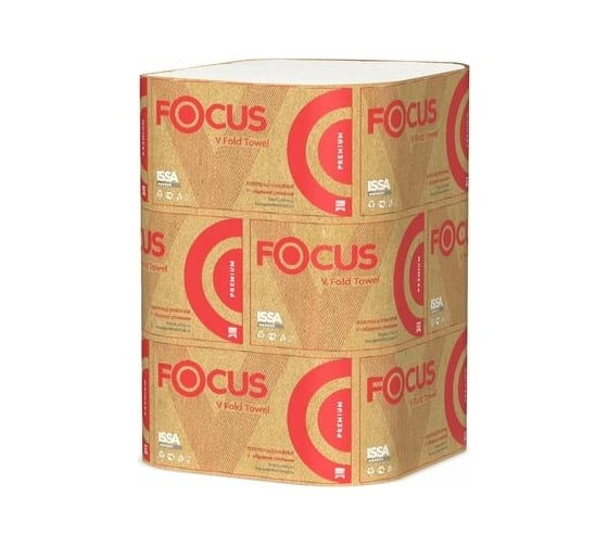 Бумажное полотенце Focus PREMIUM листовое 2-слоя, 200 лист/уп15, 230x230 мм, V-сложения, белое H-5049977n
