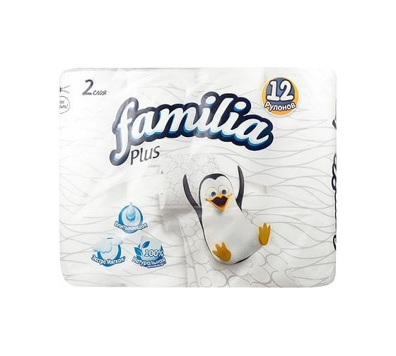 Туалетная бумага Focus FAMILIA PLUS 2-слоя, 12 рул/уп8, белая H-5036754n