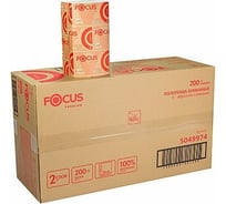 Бумажное полотенце Focus PREMIUM листовое, 2-слоя, 200 лист/уп15, 230x210 мм, V-сложения, белое H-5049974n