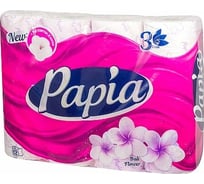 Туалетная бумага Focus PAPIA 3-слоя, 12 рул/уп7, цветы бали, белая H-5058576n