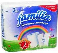Бумажное полотенце Focus FAMILIA РАДУГА 2-слоя, 3 рул/уп 16, белое H-5050454n