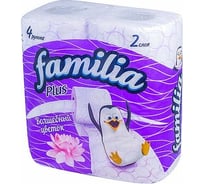 Туалетная бумага Focus FAMILIA PLUS 2-слоя, 4 рул/уп16, волшебный цветок, белая H-5044992n