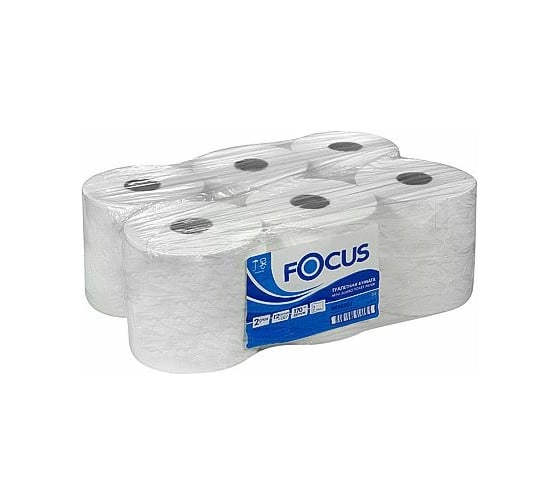 Туалетная бумага Focus JUMBO MINI 2-слоя, 170 м в рулоне 12 Н95хD190 мм, белая H-5036904n