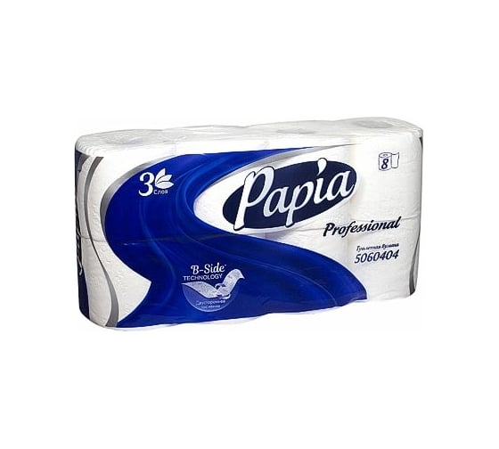 Туалетная бумага Focus PAPIA 3-слоя, 8 рул/уп 7, с тиснением, белая H-5036905n