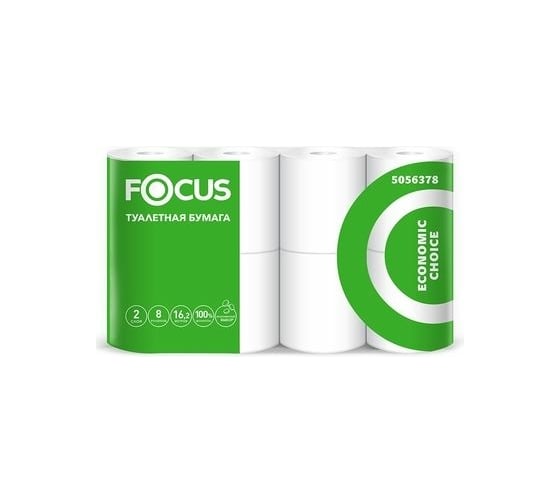 Туалетная бумага Focus ECONOMIC CHOICE 2-слоя, 8 рул/уп 8, белая H-5056378n