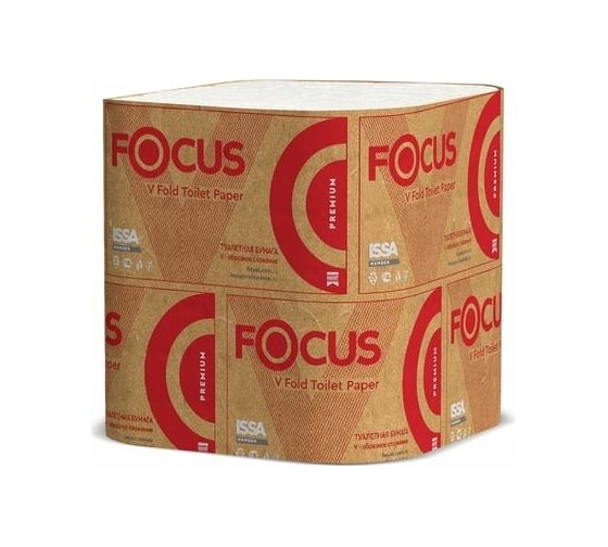 Туалетная бумага Focus PREMIUM листовая, 2-слоя, 250 лист/уп30 ДхШ 250x110 мм V-сложения, белая H-5049979n