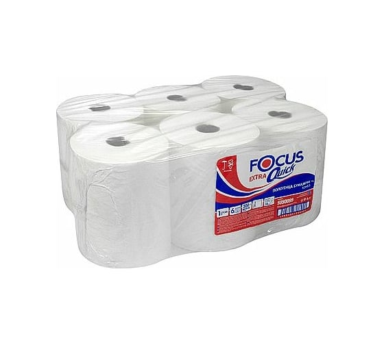 Бумажное полотенце Focus EXTRA QUICK 1-слой, 200 м в рулоне 6 Н200хD160 мм, белое H-5050095n