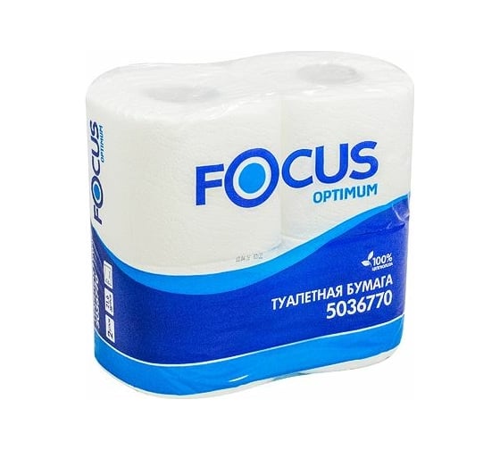 Туалетная бумага Focus OPTIMUM 2-слоя, 4 рул/уп14, белая H-5036770n 1