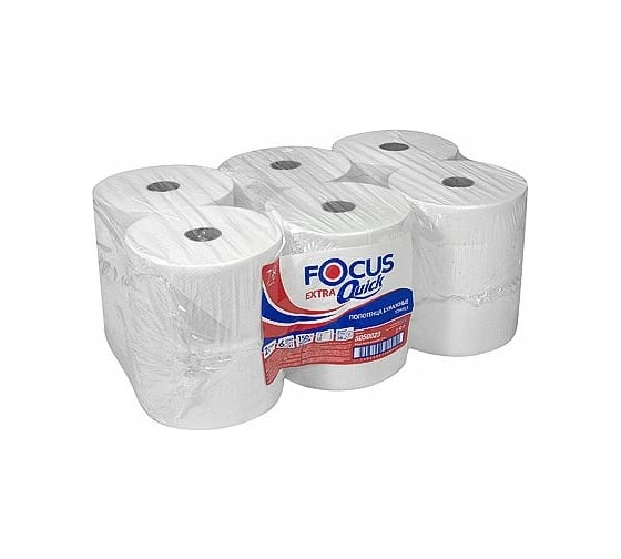 Бумажное полотенце Focus EXTRA QUICK 2-слоя, 150 м в рулоне, 6 Н200хD170 мм, белое H-5050023n