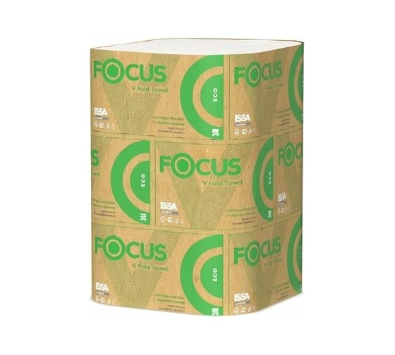 Бумажное полотенце Focus ECO листовое 1-слой, 200 лист/уп15, 230x210 мм, V-сложения, белое H-5049975n
