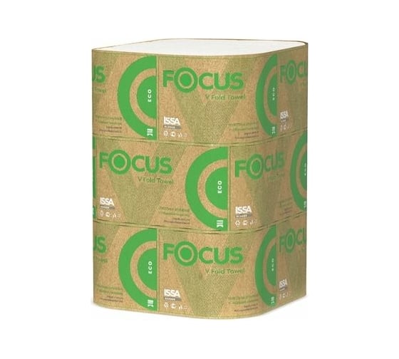 Бумажное полотенце Focus ECO листовое 1-слой, 250 лист/уп15, 230x210 мм, V-сложения, белое H-5049978n