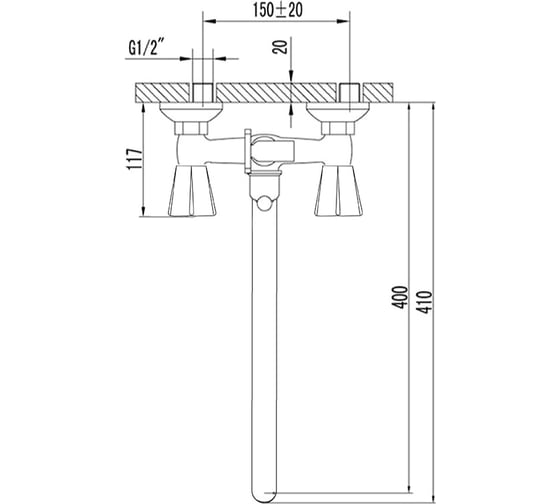 Смеситель для ванны MELODIA Dinatro Rus длинный излив, люкс керамика MDV40141R 65333