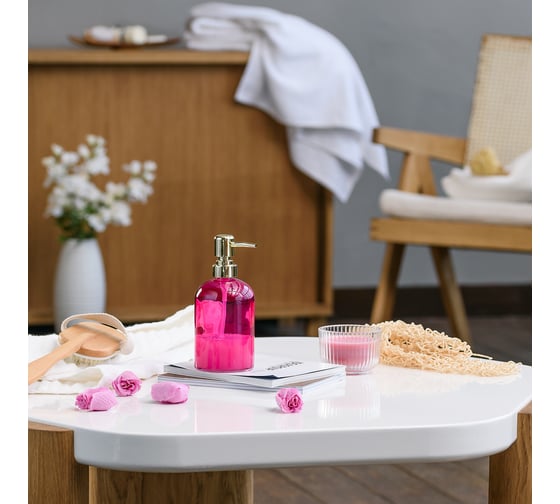 Дозатор для жидкого мыла Moroshka Bright Colors 8x8х17,5 см., цвет розовый 917-308-04