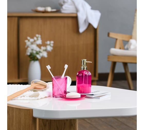 Дозатор для жидкого мыла Moroshka Bright Colors 8x8х17,5 см., цвет розовый 917-308-04