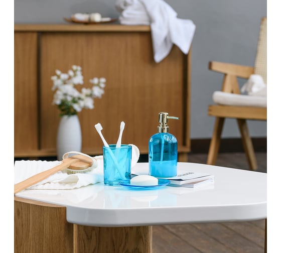 Дозатор для жидкого мыла Moroshka Bright colors 8x8х17,5 см., цвет бирюзовый 917-308-02